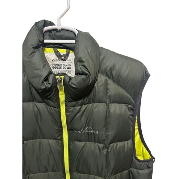 Eddie Bauer Puffer Premium Green Goose Down Full Zip Vest Mens Size Medium - Picture 3 of 9
